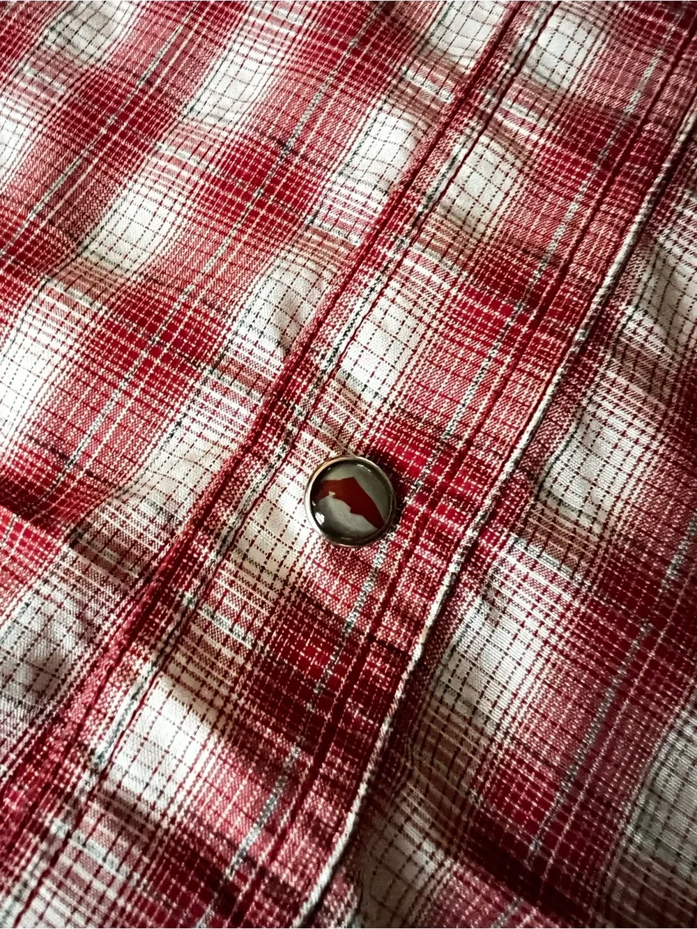 Simms Red and White Plaid Short-Sleeve Pearl Snap Fishing Shirt XXL
